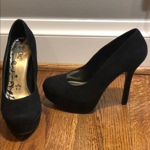 Brash Black Suede 5” Platform Heels